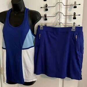EUC Blue Tennis Tank Top (Size M) and Skort (Size L)